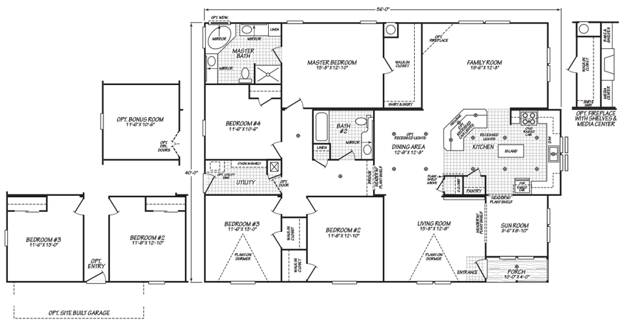 The Gotham Triple Wide Home Floor Plan